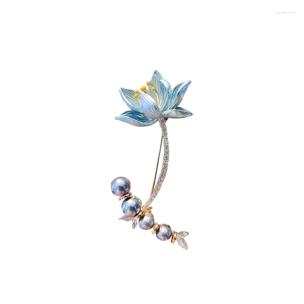 Broches vent perle Lotus broche haut de gamme femmes Niche Design broche délicat créatif Corsage