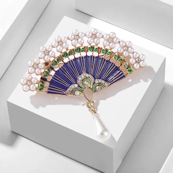 Broches mujeres broche chino esmaltaje esmalte plegable estapa de solapa de perlas