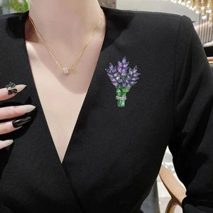 Broches dames broche romantische kristal lavendel bloem revers pins ol accessoires plantkunde cadeaus cadeaus luxe sieraden