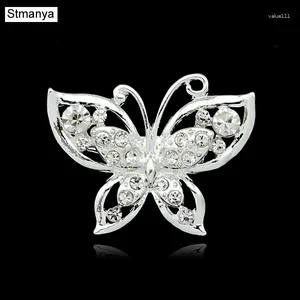 Brooches Femmes Fashion Couleur argenté Crystal Butterfly Pins Rhingestone Animal Brooch Scarf Scarf Boucle Party Jewlry H1167