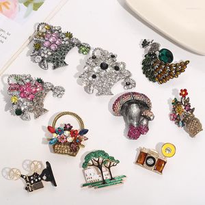 Broches dames luxe bloemmand strass pins ontwerp dame elegante creatieve kristallen corsage badges feest broche pin cadeau