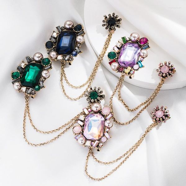 Broches Femmes Hommes Coloré Strass Bijoux Chaînes Vintage Baroque Pins Pour Dame De Luxe Cristal Perle Partie Broche Pin Badges