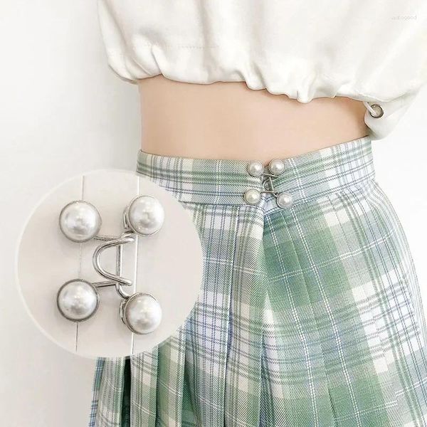 Broches pour jupe en jean pour femme, boutons de taille en perles, réglables et détachables, sans crochet, épingles à boucle coupe-vent, vente en gros