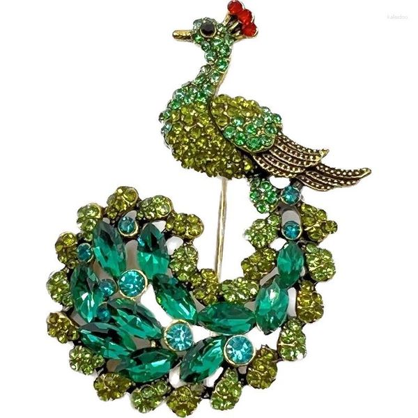 Broches Insignia vintage de mujeres Hermosa zafiro azul Cristal Renúdón Pavo real Joyería Brooch Joyería Accesorios Animales