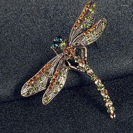 Broches Vrouwen Vintage Crystal Dragonfly Broche Pin Mode Glanzende Sjaal Revers Jurk Jas Mooie Insect Sieraden Accessoires