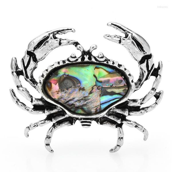 Broches Wulibaby coquille d'ormeau crabe pour femmes et hommes Vintage métal mer Animal Badge broche broches mode bijoux cadeau