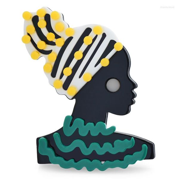 Broches Wulibaby acrílico África dama para mujeres Unisex belleza nacional chica figura fiesta casual broche Pin regalos