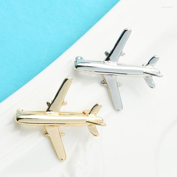 Broches Wulibaby Airplane Femmes hommes 2 couleurs Métal Plane Transportation Bureau de broche décontractée Cadeaux