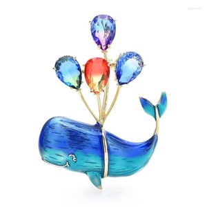 Broches Wulibaby ballon baleine pour femmes hommes cristal émail poisson de mer belle fête de bureau broche broches cadeaux