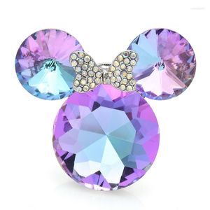 Broches Wulibaby cristal tête de souris pour femmes unisexe 2 couleurs brillant belle Rat Animal fête bureau broche broche cadeaux