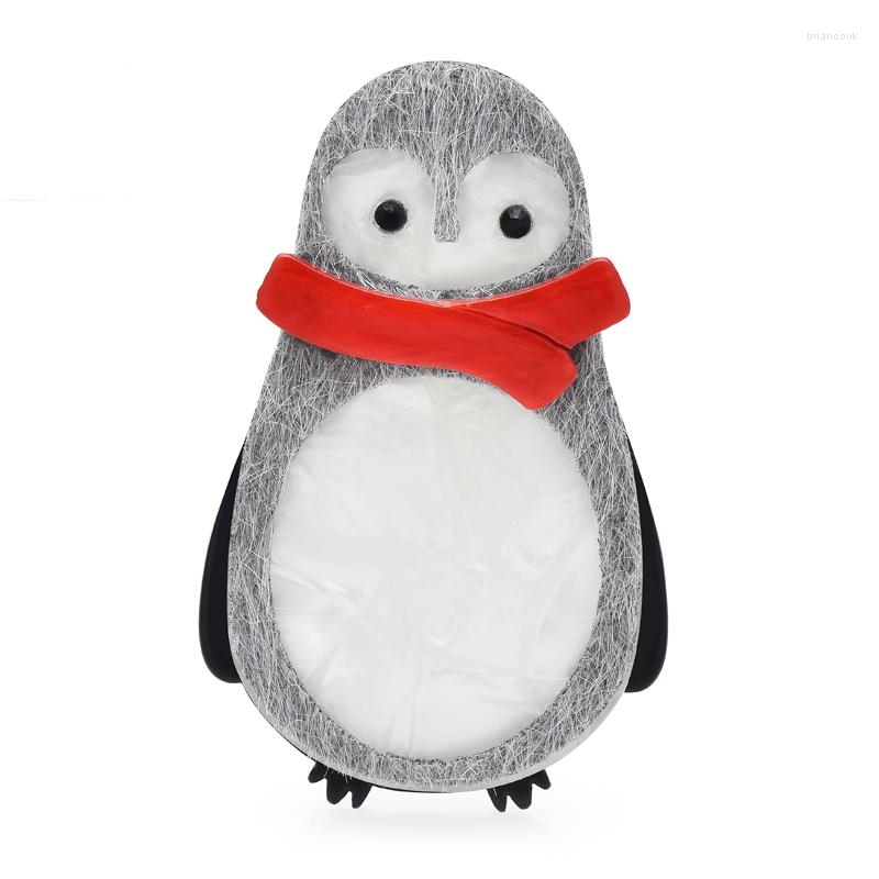 Broszki wulibaby śliczne pingwiny akrylowe dla kobiet ładne noszenie szalika miłość zimna zwierzęta impreza biurowa broszka