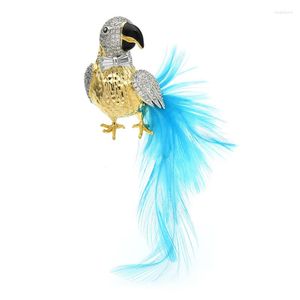 Broches Wulibaby Luxury Feather Tail Bird pour femmes Cumbic Zirconia Charmante Animal Party Office Brooch Broch Pin Cadeaux