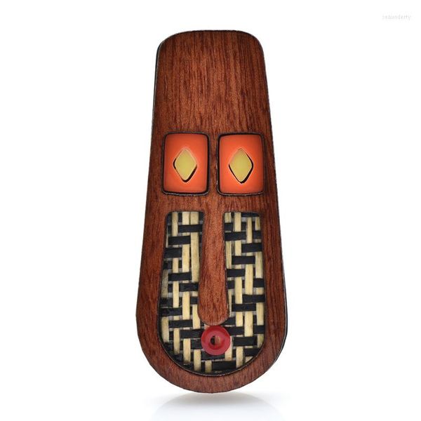 Broches Wulibaby figurine en bois pour femmes hommes 2 couleurs visage national fête décontracté broche cadeaux