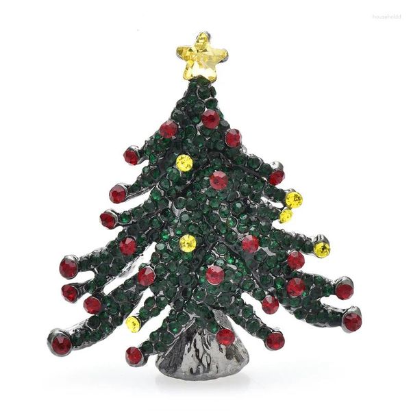 Broches wulibaby beauté arbre de Noël pour les femmes unisexe des plantes de ramiage scintillantes