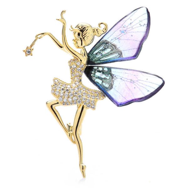 Les broches Wuli baby Butterfly Fairy offrent un très bel ange magique pour femme. Épingles de poitrine de bureau de fête et cadeaux de bijoux de nouvel an G230529