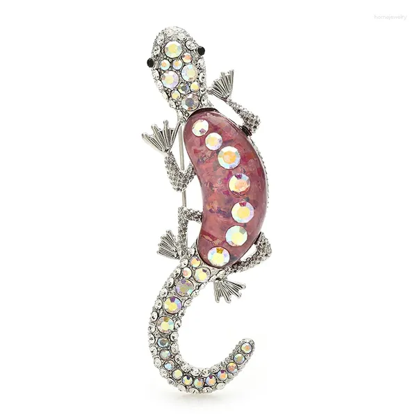 Broches Wulibaby Charming Lizard For Women Unisexe 4 couleurs Resin Resin Gecko Animal Party Office Broch Pin Cadeaux