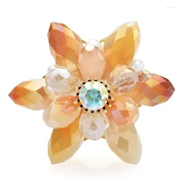 Broches Wulibaby fleur de cristal pour femmes unisexe 2 couleurs scintillantes belles petites fleurs broche broches cadeaux
