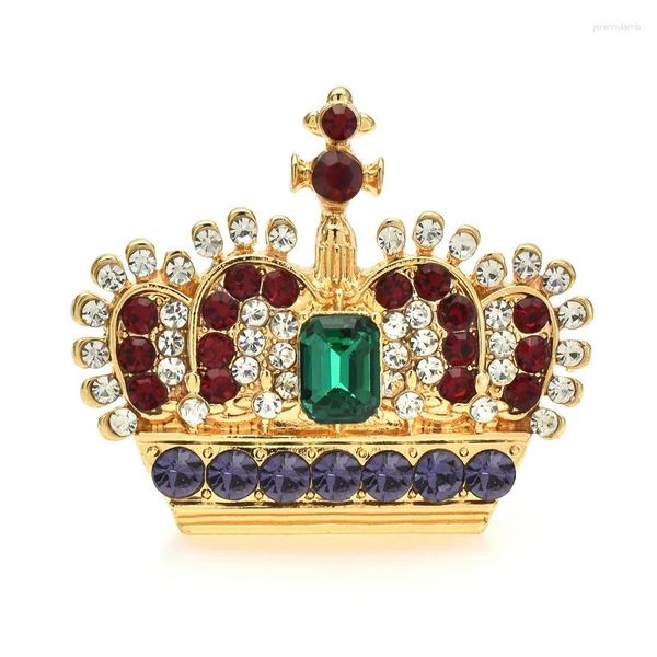 Broches Wulibaby Elegant Crown for Women Unisexe Rhingestone Shining Glory Party Office Bureau Gifts Gifts