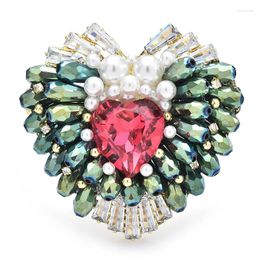 Broches Wulibaby coeur en cristal fait à la main pour les femmes 3 couleurs de luxe belle fête d'amour bureau broche broches cadeaux