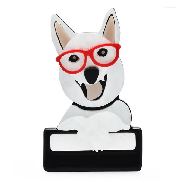 Broches Wulibaby jolies épingles de chien en acrylique pour tenue de femme lunettes chiot Animal broche cadeaux