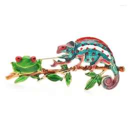 Broches wulibaby charmant lézard et grenouille pour femmes unisexes 3 couleurs gecko animal fête des épingles de broche décontractées