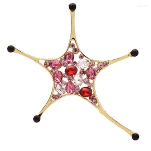 Broches Wulibaby belle étoile de mer brillante pour les femmes unisexe strass mer Animal fête bureau broche broches cadeaux