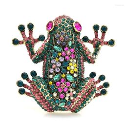 Broches Wulibaby luxe grande grenouille pour femmes unisexe multicolore strass brillant Animal bureau fête broche broches cadeaux