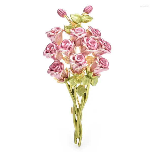 Broches wulibaby rose rose-fleur pour femmes unisexe belles plantes bouquet de fête de fête broche broche cadeaux