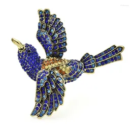Broches wulibaby vintage grand oiseau volant pour femmes luxe brillant bureau de fête d'animaux broche épingles de broche cadeaux