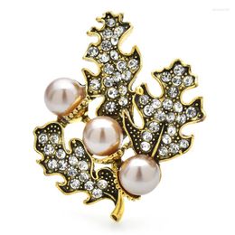 Broches Wulibaby Vintage Pearl Leaf voor vrouwen unisex Beautiful Easy-Match Party Office broche pins geschenken
