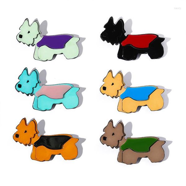 Broches Y2K acrílico lindo perro para Mujeres Hombres Schnauzers de colores mascota pequeña Animal fiesta Casual broche Pin regalos de alta calidad