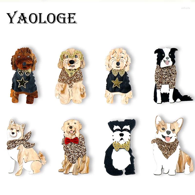 Broches yaologe 2024 diverses races de chiens mignon de conception originale série animale acrylique bijoux à la main de la fête de montage à la main cadeau