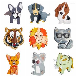 Broches YAOLOGE Acryl Cartoon Kat Hond Tijger Leeuw Voor Unisex Kids Leuke Dieren Huisdieren Badges Pins Accessoires Sieraden Gift