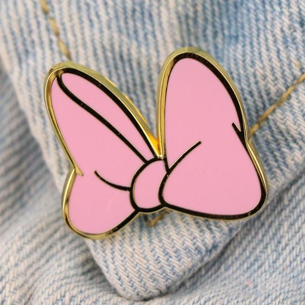 Broches YQ628 jolie broche en émail dur nœud papillon broche rose pour femmes filles chapeau Denim sac à dos Badge dessin animé revers bijoux accessoires