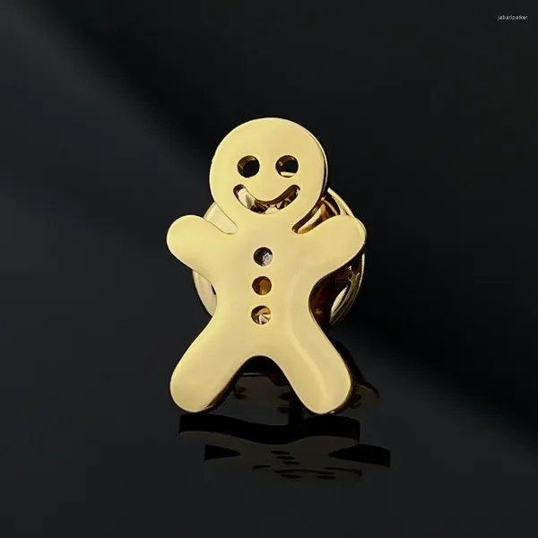 Broches Yule Gingerbread Man Badge Pines de acero inoxidable Traje Suéter Broche Accesorios Lindo regalo de Navidad para pareja Amigos de la familia