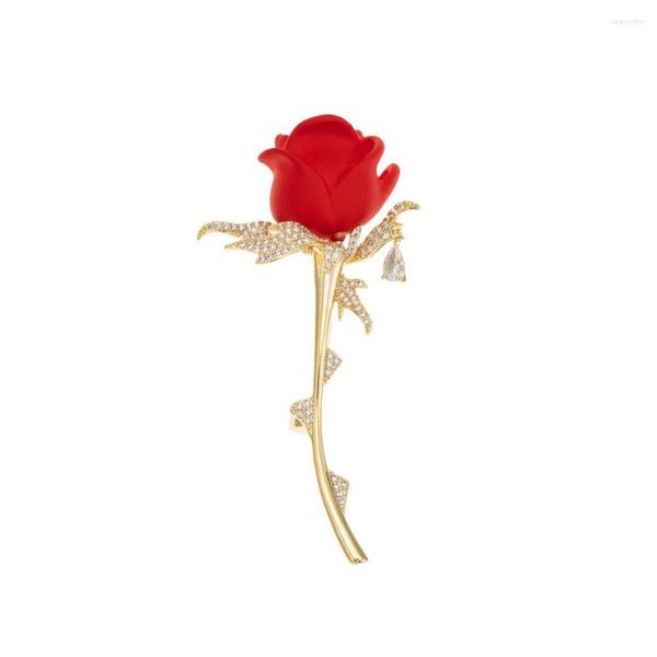 Broches YYSUNNY classique saint valentin Rose rouge pour les femmes mode fleur Corsage épingle manteau vêtements accessoires bijoux cadeau