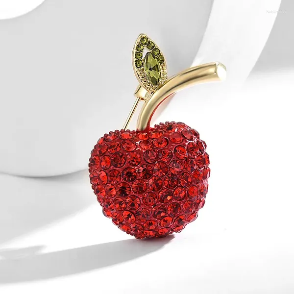 Broches YYSUNNY mode rouge Zircons pomme pour les femmes classique fruits Corsage broche femelle broche vêtements accessoires bijoux cadeau