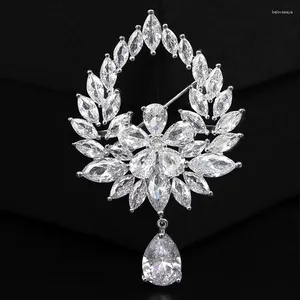 Broches YYSUNNY Vintage grand cristal larme couleur argent broche broche pour les femmes Bouquets de mariage de luxe collier accessoires cadeau de fête