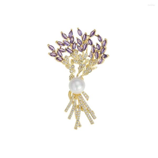 Broches YYSUNNY Vintage Petit Vent Parfumé Épi De Blé Bouquet Broche Broche Femmes Polyvalent Corsage Bijoux Soie Écharpe Boucle Accessoires