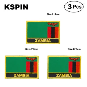 Broches Zambia Patches du drapeau de forme rectangulaire brodées nationales pour les vêtements décoration de bricolage
