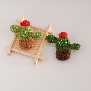 Broches ZHEN-D Crochet Fait Main Cactus Cactus Coton Tricoté À La Main Broche 3D Style Naturel Vêtements Pull Chapeau Toile Sac Décoration