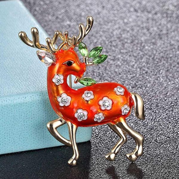 Broches Zlxgirl Jewelry Nice Women's Christmas Sika Deer Animal Colorful Esmalte Hijab Pins Bufanda Bolsas finas Bijoux