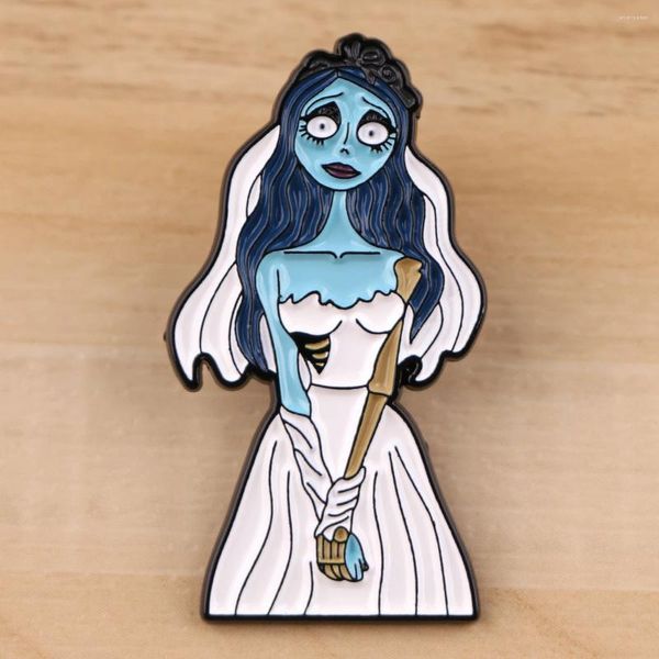 Brooches Zombie Bride for Women Halloween Emory Pins Horror Metal Badge vêtements Chatte Accessoires Fashion Bijoux Friends Gift