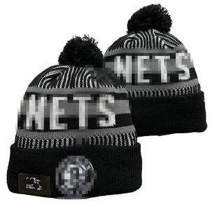 Brooklyn Mutsen Los Angeles Nets Cap Wol Warm Sport Gebreide muts Basketbal Noord-Amerikaans team Gestreept Zijlijn USA College Cuffed Pom Hats Heren Dames