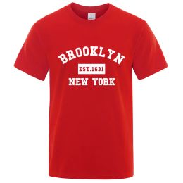 Brooklyn Est 1631 New York Letter Print T-shirt man Casual losse t-shirts zomer katoentoppen mode ademende mode