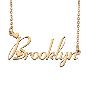 Brooklyn naam ketting hanger voor vrouwen meisjes verjaardagscadeau aangepaste naamplaatje kinderen beste vrienden sieraden 18k vergulde roestvrijstalen sieraden hanger