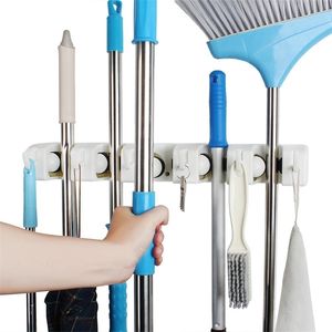 Bezem en Mop Houder Wandmontage Opslag Schoonmaak Gereedschap Commerciële Rack Closet Organizer Tool Hanger voor Tuin 220216