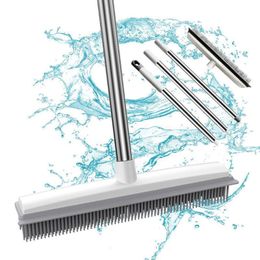 Bezems Stoffers Rubberen bezem Multifunctionele telescopische reiniger Pet Hair Remover Tapijt Hark Borstel Huis Vloer Dust Mop Veegmachine 230621