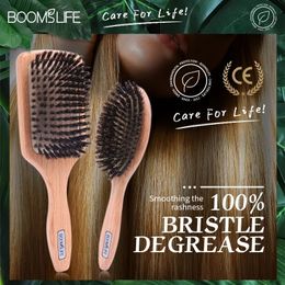 Brosse Cheveux Femme Varkenshaar Borstel Vrouwen Kammen voor Haar Ontwarren Borstel Houten Haarborstel Kapper Kam Hoofdhuid Massage Borstel 240323