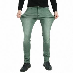 Brother Wang Brand 2023 New Men's Jeans elásticos Fi Slim Skinny Jeans Pantalones casuales Pantalones Jean Hombre Verde Negro Azul c2gt #